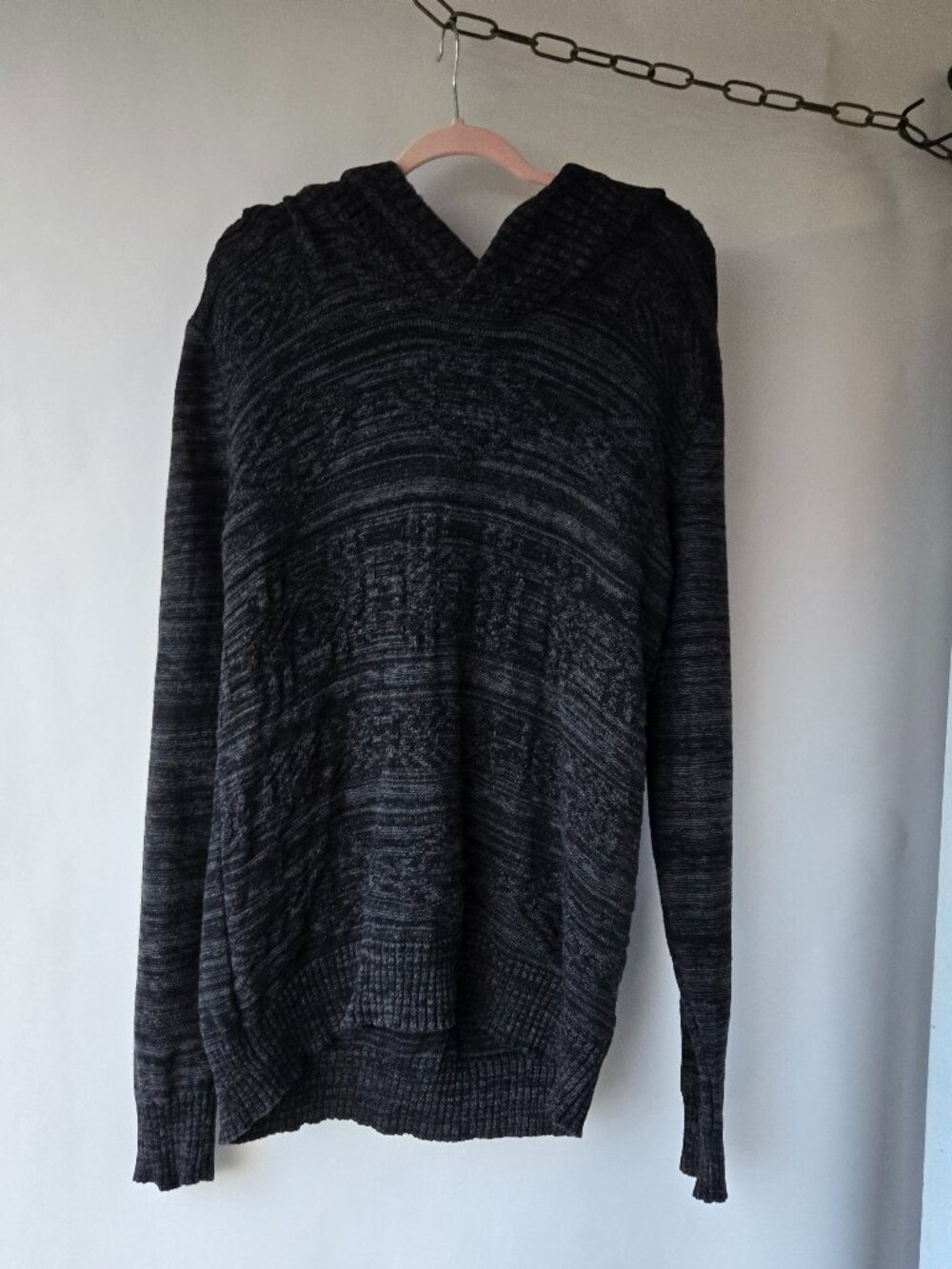 American Rag Cotton Black and Grey Shawl Collar Sweater Casual Layering Pull-on